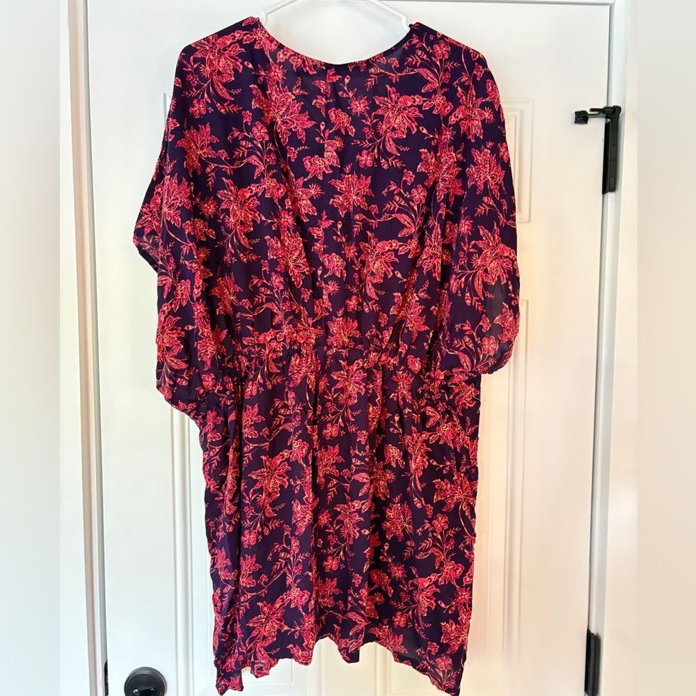 Lands' End Floral Pink Swim Cover-Up Lightweight dress Medium/Large